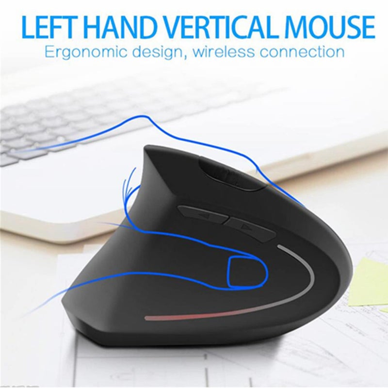 Sunffice Left-Handed Mouse, Rechargeable 2.4G Wireless Ergonomic Vertical Mice with USB Receiver, 6 Buttons Optical Vertical Cordless Mice for Laptop Computer PC Desktop Computer Notebook,for Lefty Hands - Image 5